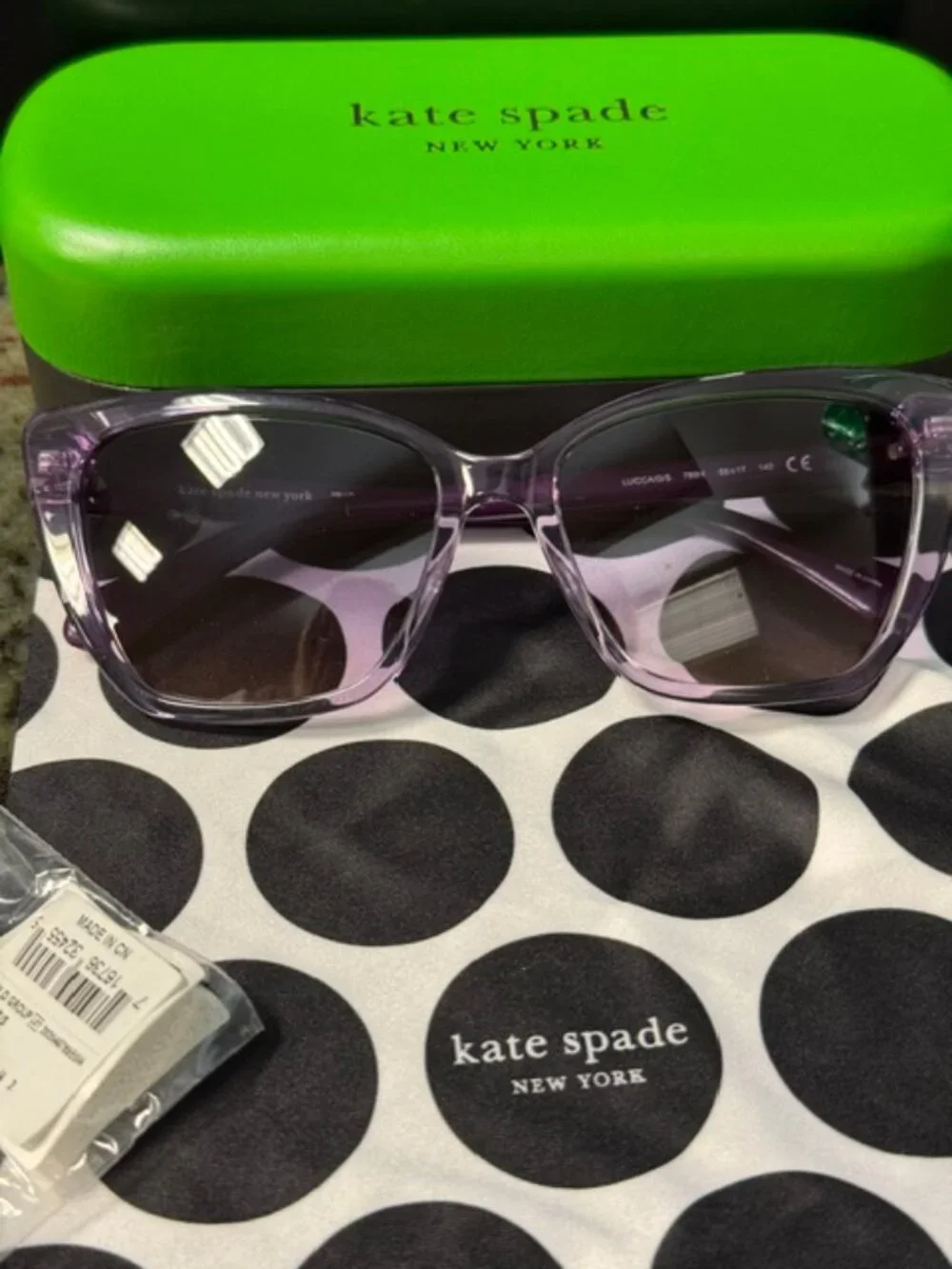 Kate Spade LUCCA/G/S 0789 55 17 140 Sunglasses Lilac/Flower Frame New w/Case